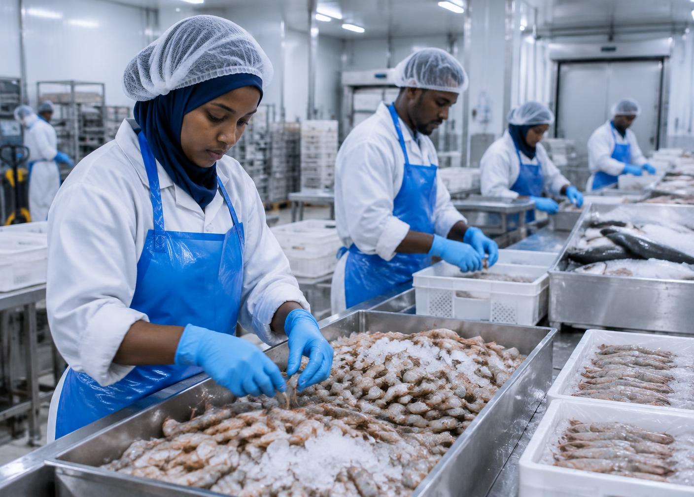 Seafood processing and cold-chain handling